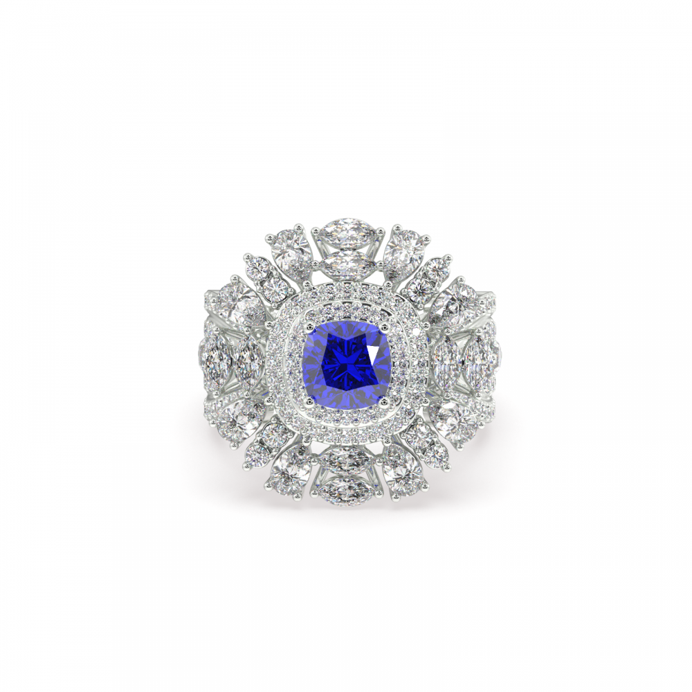 Ring with 2.16 ct Mix diamonds and 1.12 ct Tanzanite