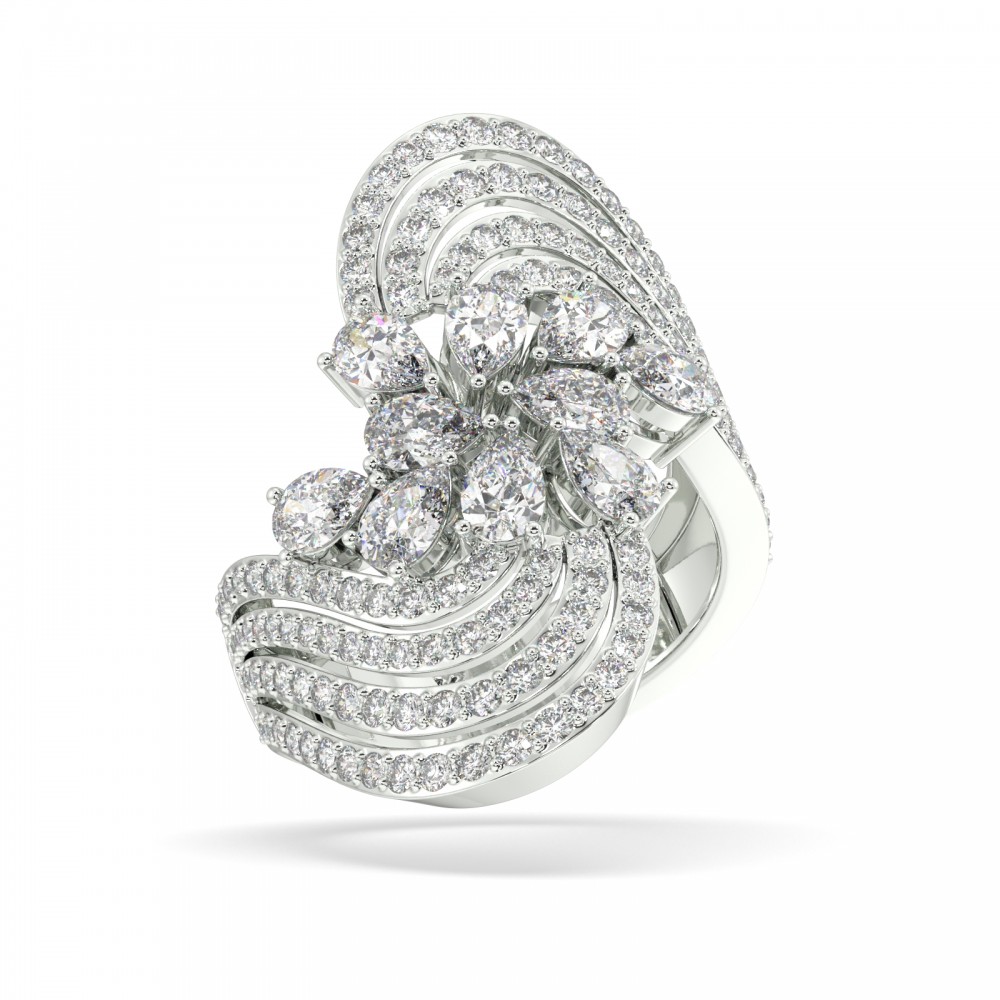1.35 ct Pear Cut diamond ring with 1.00 ct round diamonds