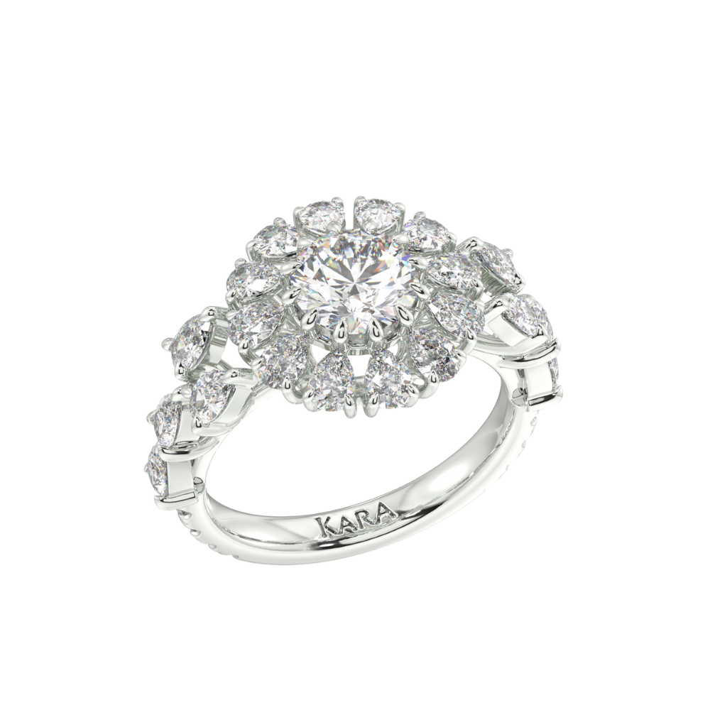 Ring with 1.56ct Pear Cut Diamonds and 1.24ct Round Diamonds