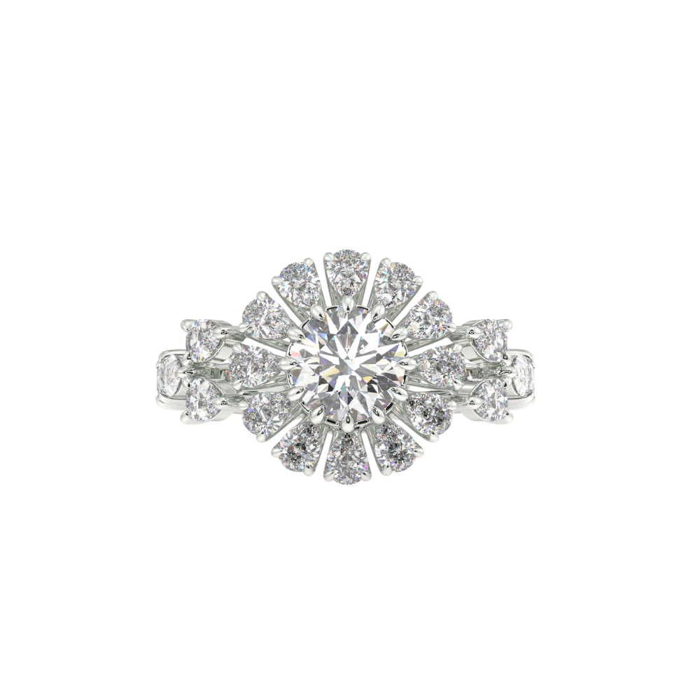 Ring with 1.56ct Pear Cut Diamonds and 1.24ct Round Diamonds