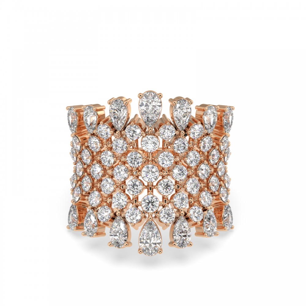 Ring with 2.32ct Pear Cut Diamonds and 1.62ct Round Diamonds