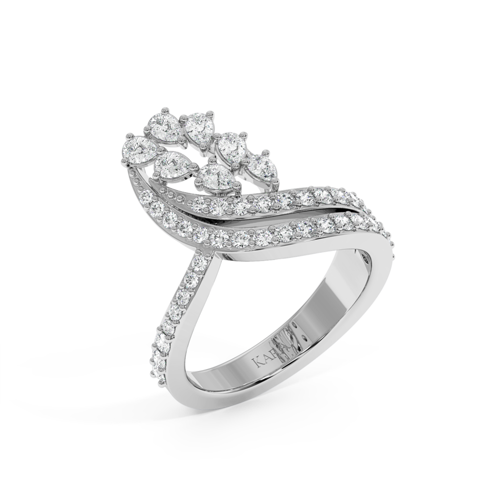 Ring with 0.34 ct Pear diamonds and 0.66 ct round diamonds
