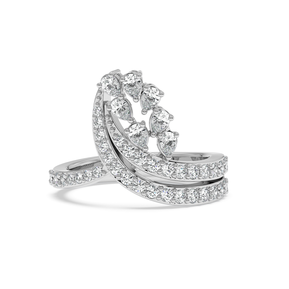 Ring with 0.34 ct Pear diamonds and 0.66 ct round diamonds
