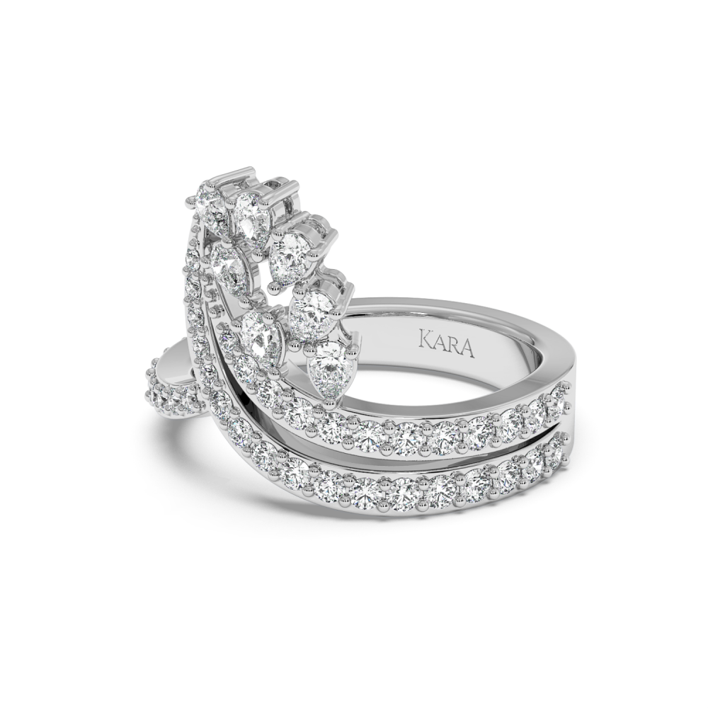 Ring with 0.34 ct Pear diamonds and 0.66 ct round diamonds