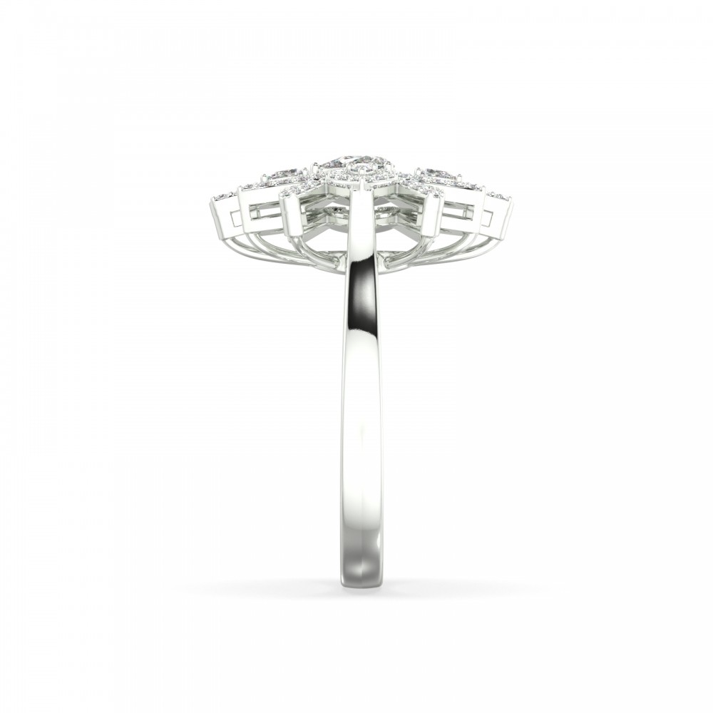 Ring with 0.35 ct Pear diamonds and 0.39 ct round diamonds