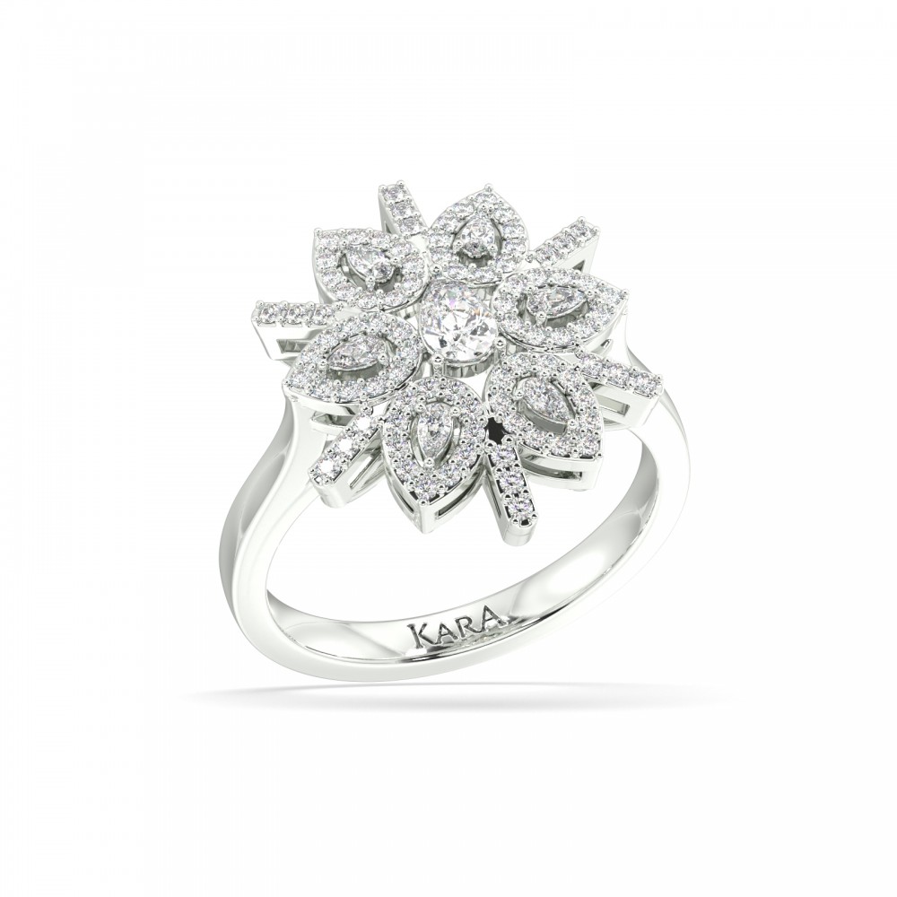 Ring with 0.35 ct Pear diamonds and 0.39 ct round diamonds