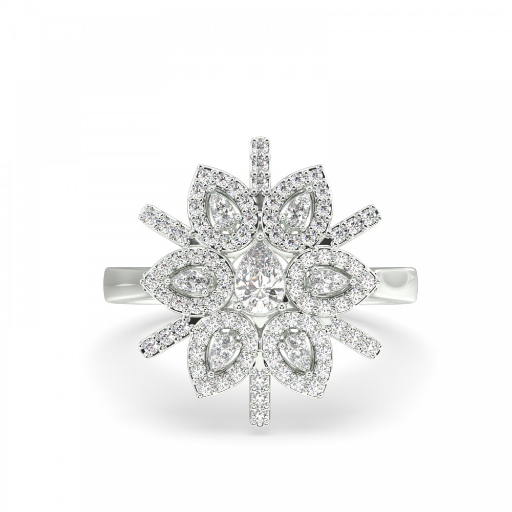 Ring with 0.35 ct Pear diamonds and 0.39 ct round diamonds