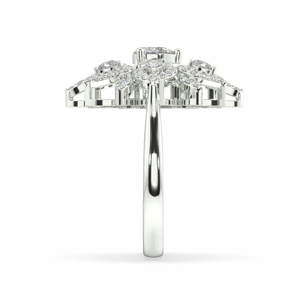 Ring with 0.58 ct Pear diamonds and 0.42 ct round diamonds
