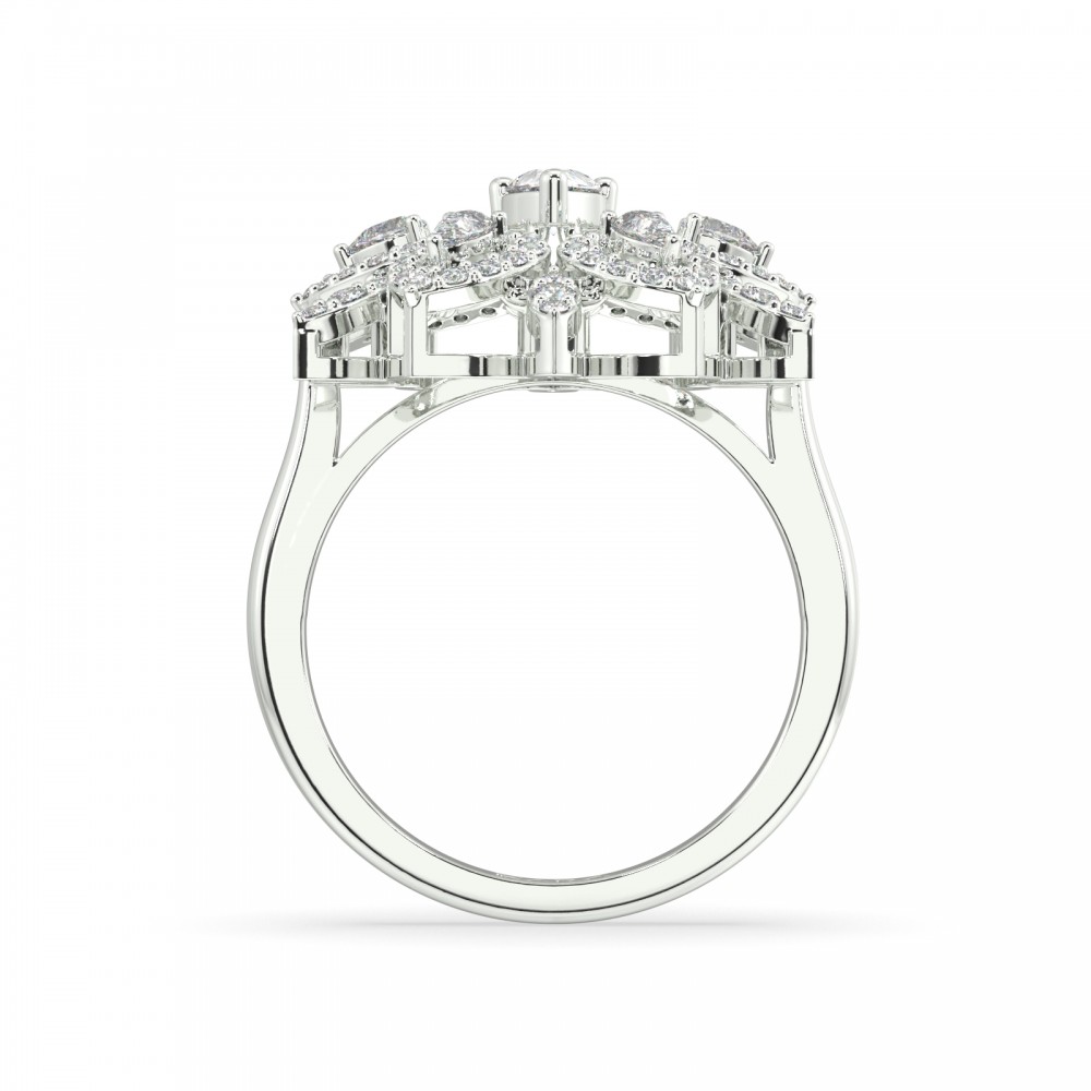 Ring with 0.58 ct Pear diamonds and 0.42 ct round diamonds