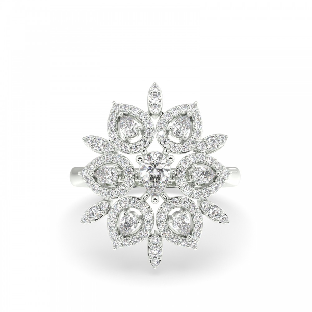 Ring with 0.58 ct Pear diamonds and 0.42 ct round diamonds