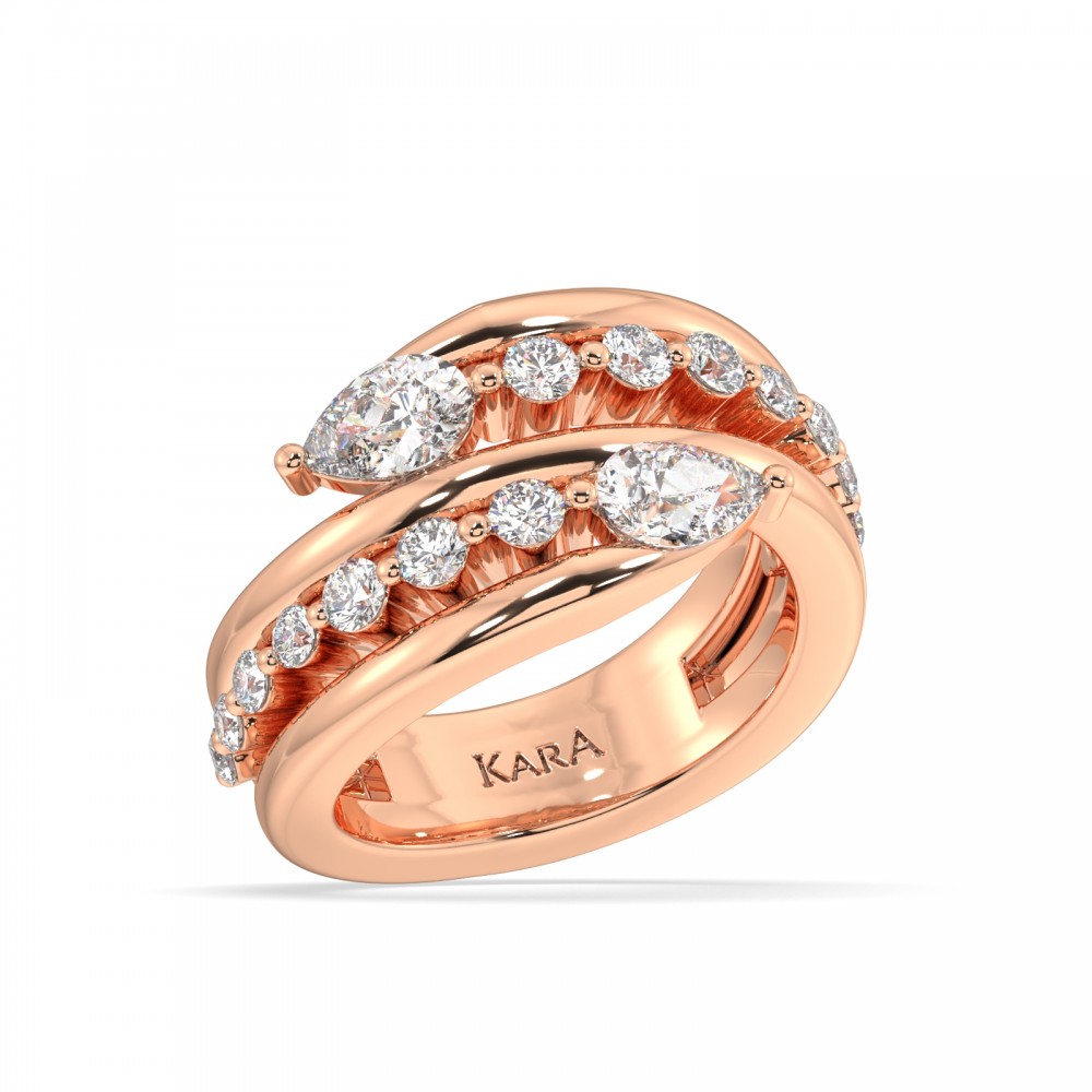 Ring with 0.86 ct Pear diamonds and 0.61 ct round diamonds