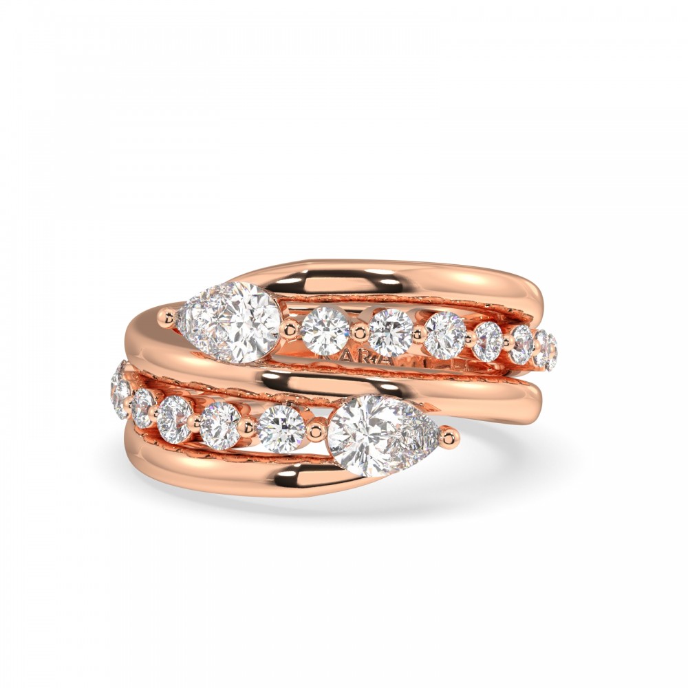 Ring with 0.86 ct Pear diamonds and 0.61 ct round diamonds