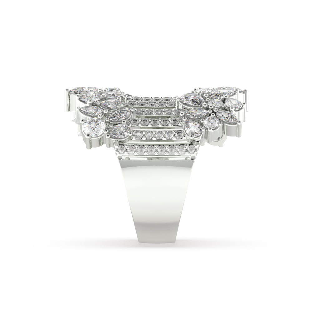Ring with 1.83 ct Pear /marquise diamonds and 0.98 ct round diamonds