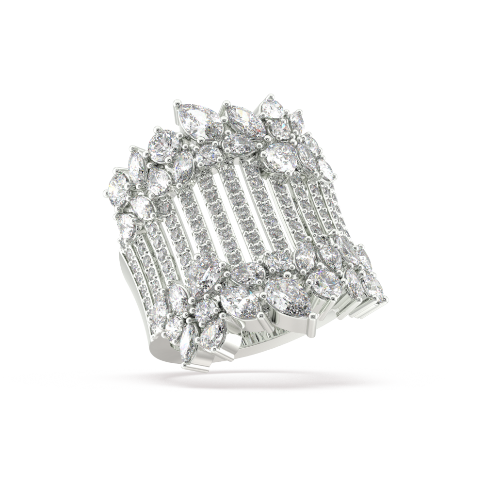 Ring with 1.83 ct Pear /marquise diamonds and 0.98 ct round diamonds
