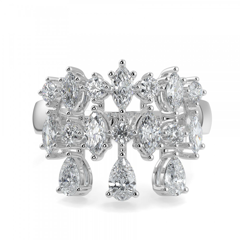 1.05 ct Pear/ Marquise diamond ring with 0.30 ct round diamonds