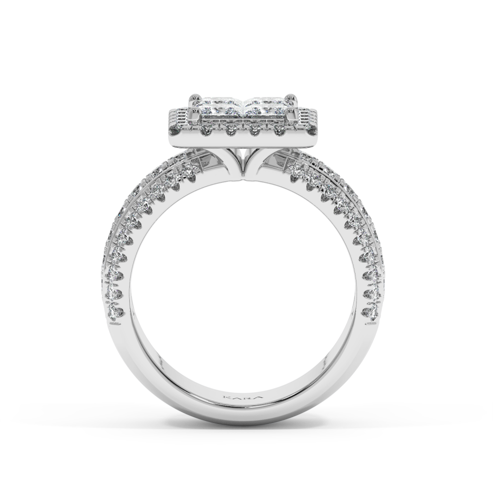 1.10 ct Princess Cut diamond ring with 1.11 ct round diamonds