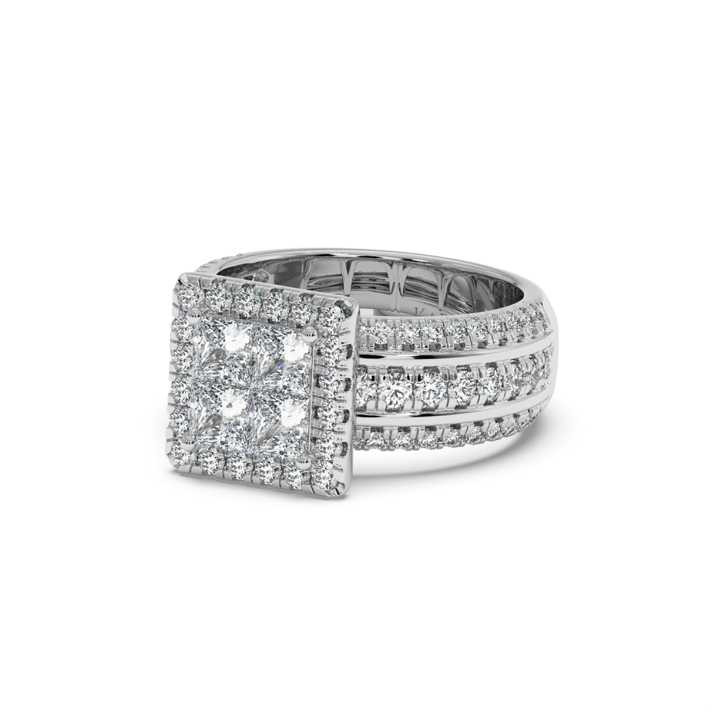 1.10 ct Princess Cut diamond ring with 1.11 ct round diamonds