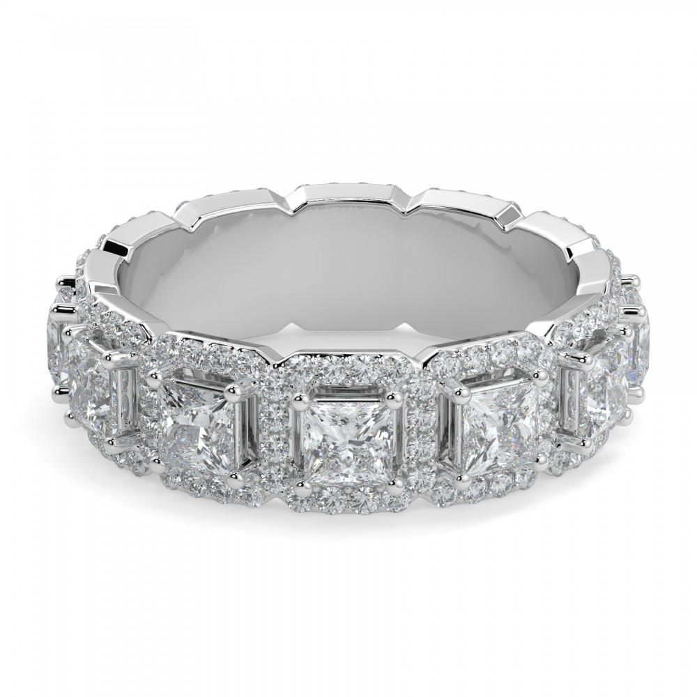 Ring with 1.45 ct princess cut diamonds and 0.78 ct round diamonds