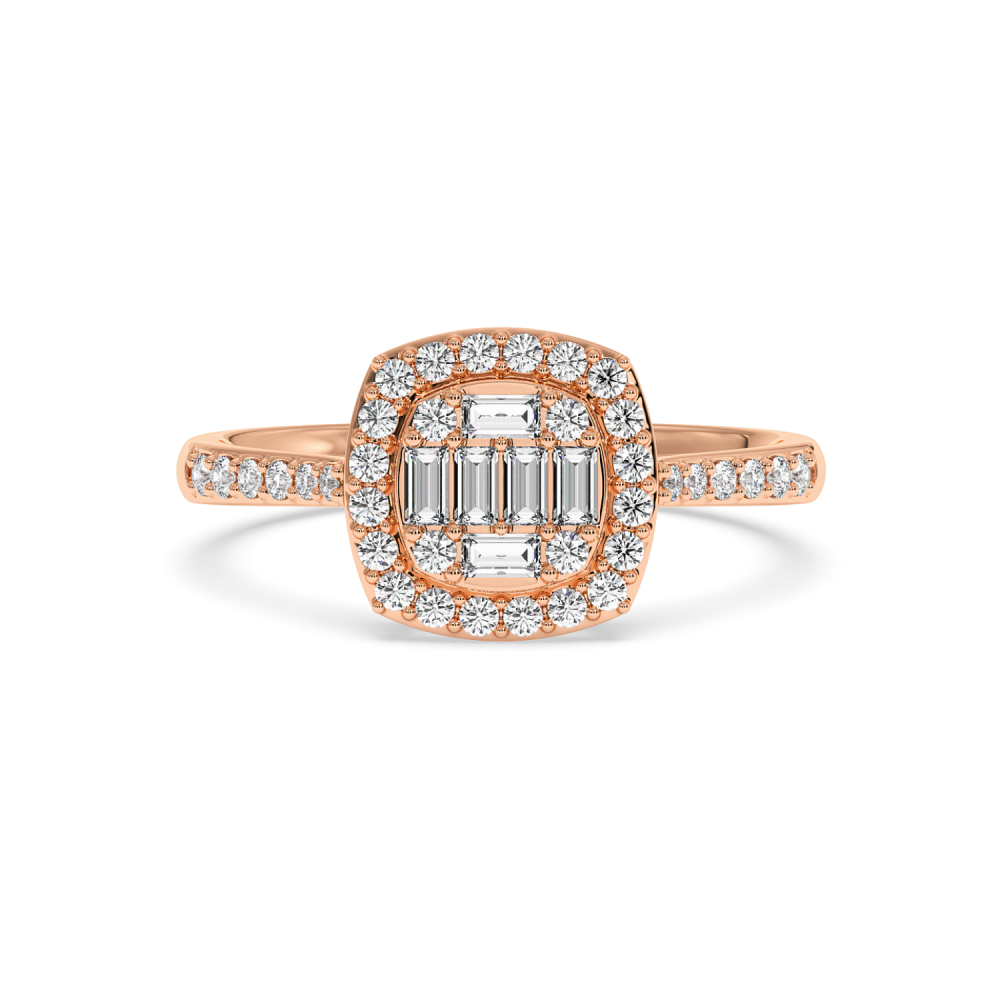 Ring with 0.28 ct Round Diamonds and 0.12 ct Baget Diamonds