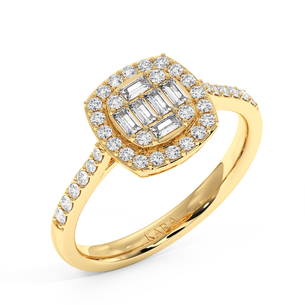 Ring with 0.28 ct Round Diamonds and 0.12 ct Baget Diamonds