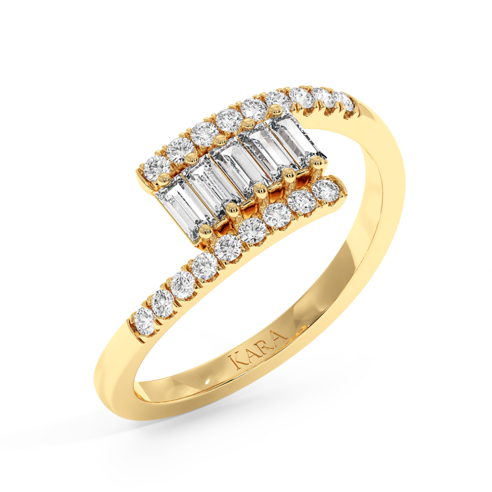 Ring with 0.26 ct Baget Diamonds and 0.13 ct Round Diamonds