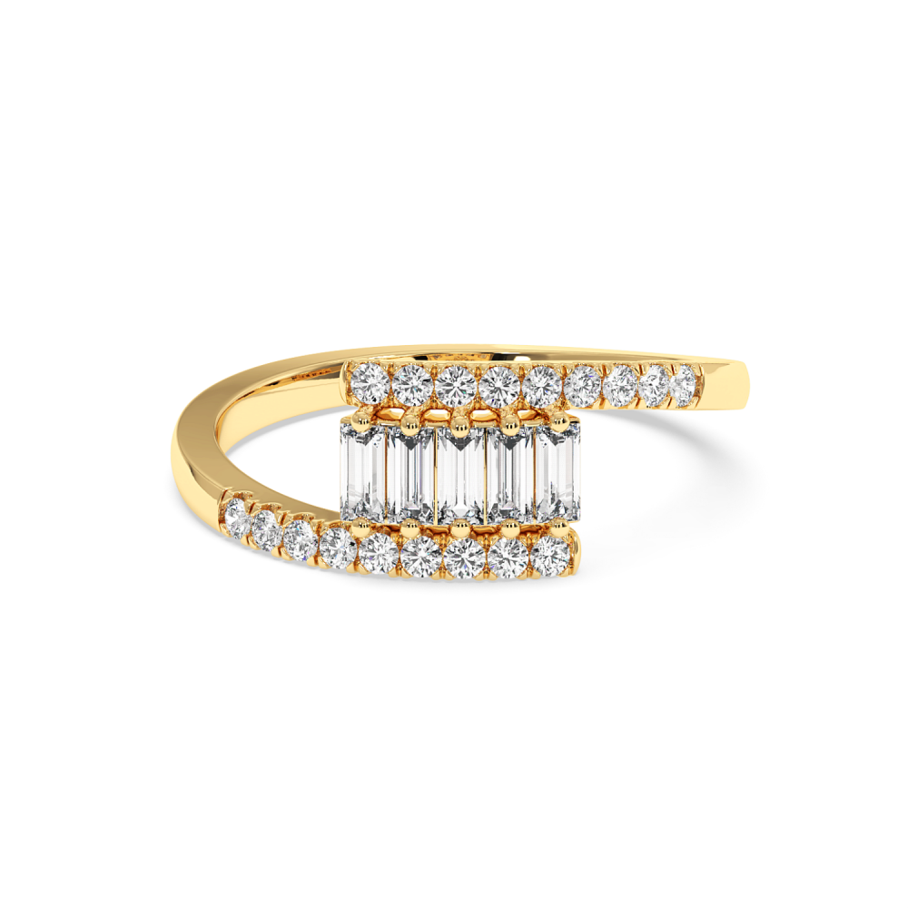 Ring with 0.26 ct Baget Diamonds and 0.13 ct Round Diamonds