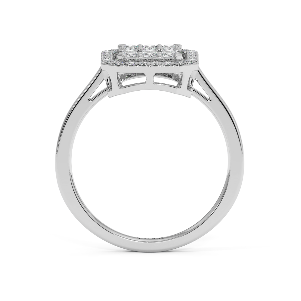 Ring with 0.16 ct Round Diamonds and 0.11 ct Baget Diamonds