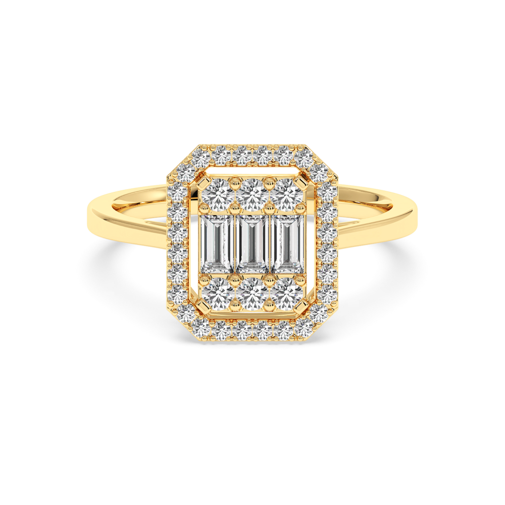 Ring with 0.17 ct Round Diamonds and 0.21 ct Baget Diamonds