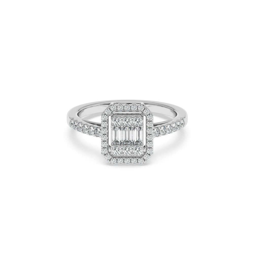 Ring with 0.19 ct Round Diamonds and 0.04 ct Baget Diamonds