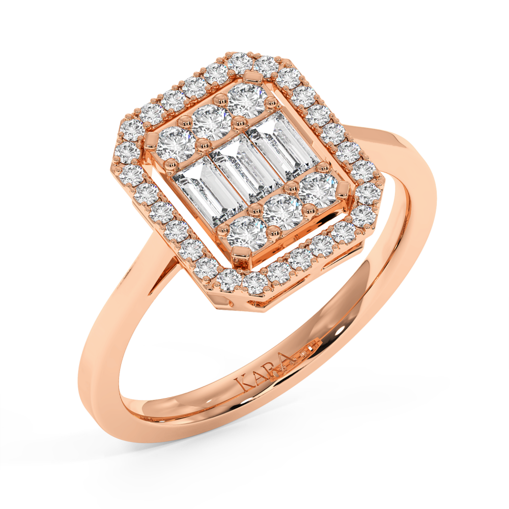 Ring with 0.21 ct Round Diamonds and 0.22 ct Baget Diamonds