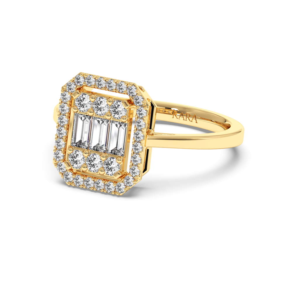 Ring with 0.21 ct Round Diamonds and 0.22 ct Baget Diamonds