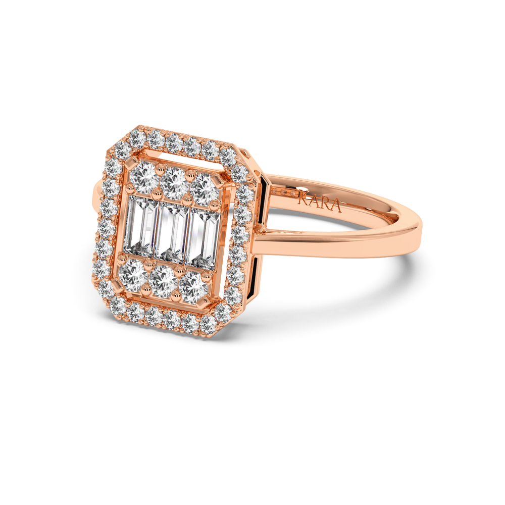 Ring with 0.21 ct Round Diamonds and 0.22 ct Baget Diamonds