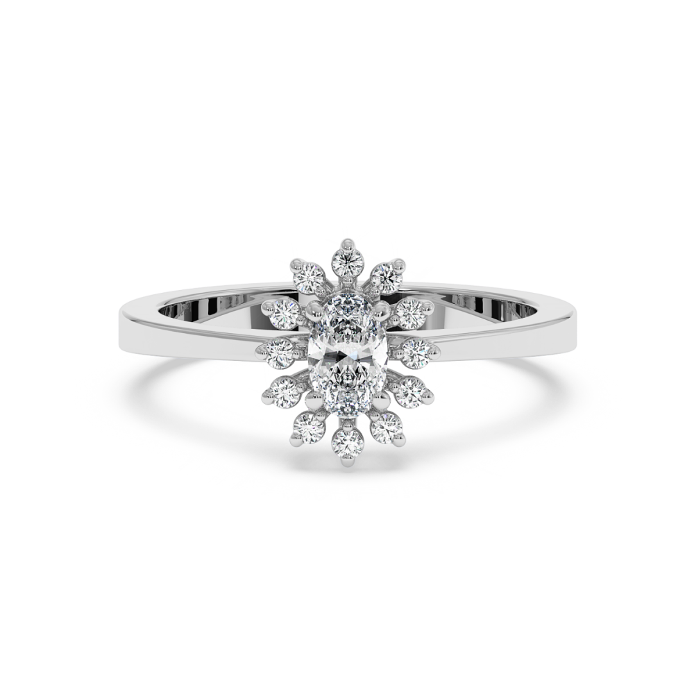 Ring with 0.22 ct Round Diamonds and 0.29 ct Oval Diamond