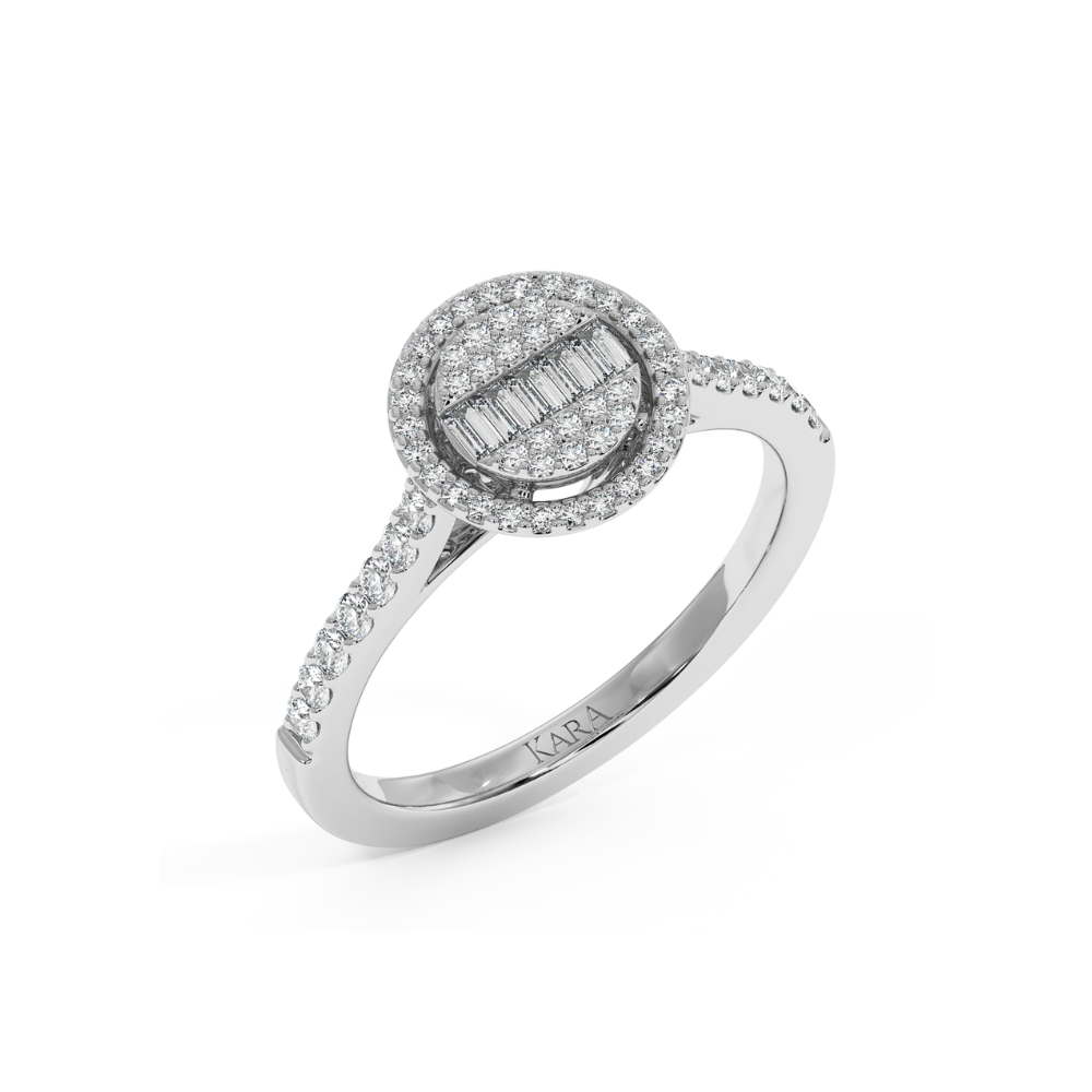 Ring with 0.25 ct Round Diamonds and 0.13 ct Baget Diamonds