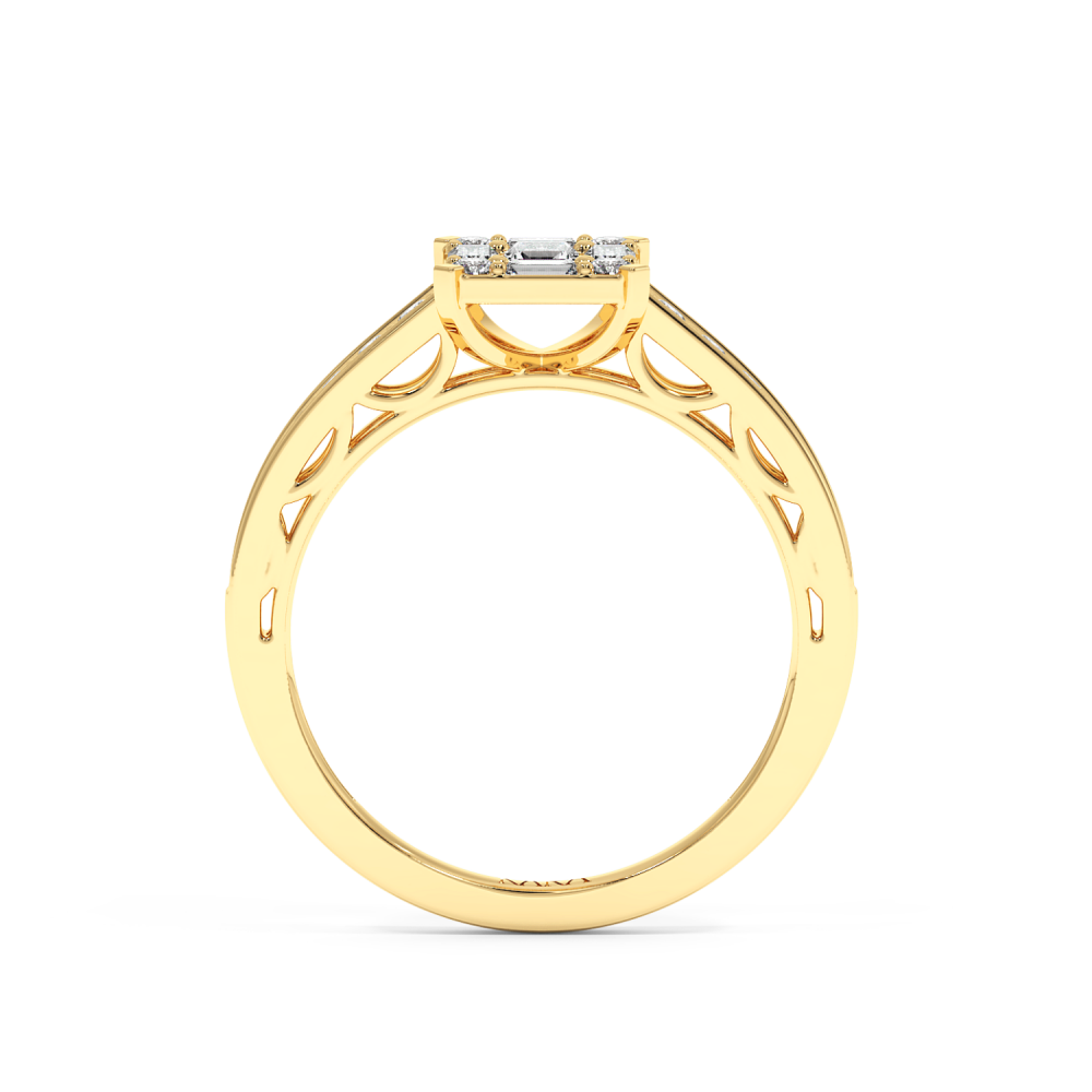 Ring with 0.27 ct Round Diamonds and 0.57 ct Baget Diamonds