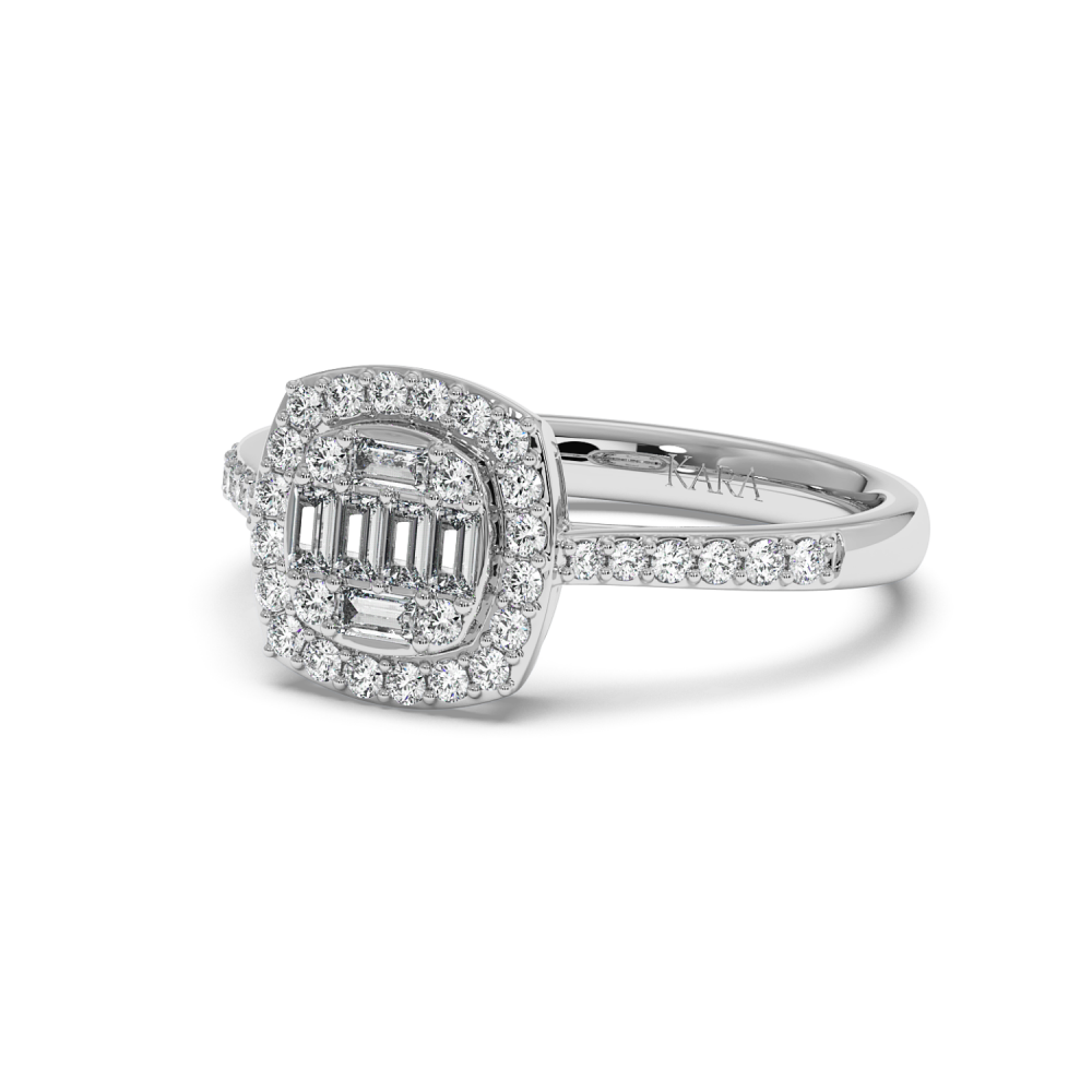 Ring with 0.30 ct Round Diamonds and 0.30 ct Baget Diamonds