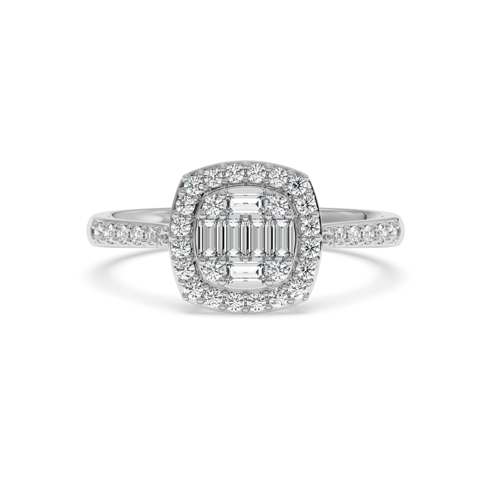 Ring with 0.30 ct Round Diamonds and 0.30 ct Baget Diamonds