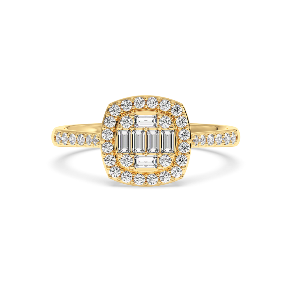 Ring with 0.30 ct Round Diamonds and 0.30 ct Baget Diamonds