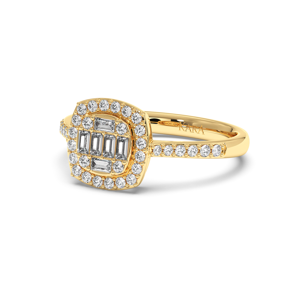 Ring with 0.30 ct Round Diamonds and 0.30 ct Baget Diamonds