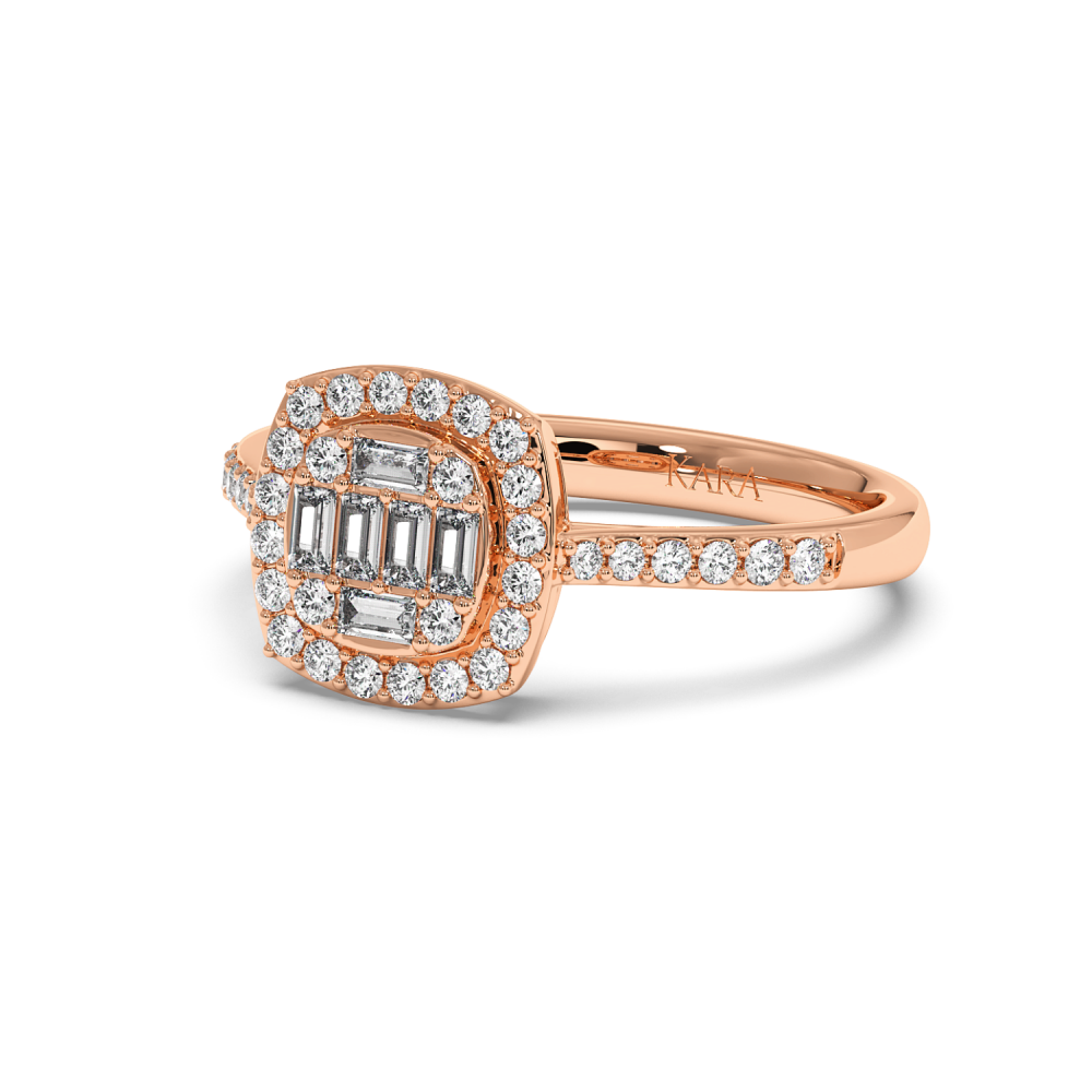 Ring with 0.30 ct Round Diamonds and 0.30 ct Baget Diamonds