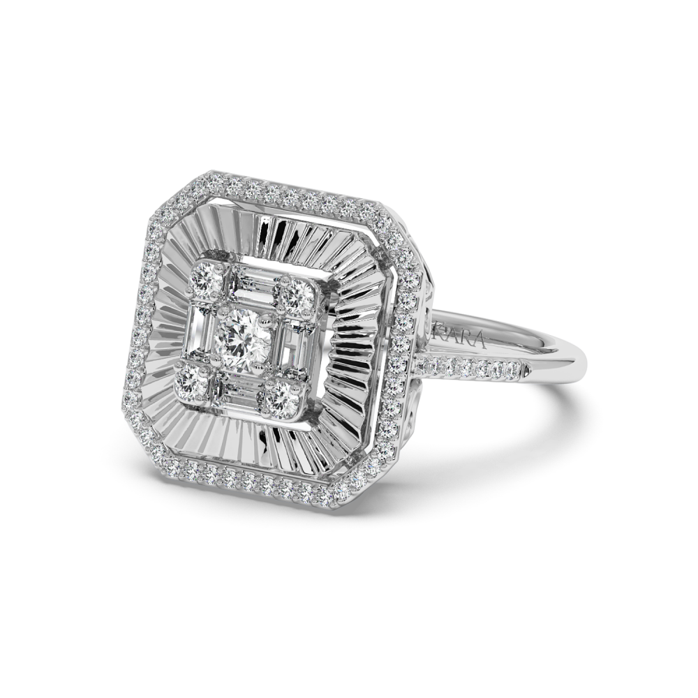 Ring with 0.47 ct Round Diamonds and 0.13 ct Baget Diamonds