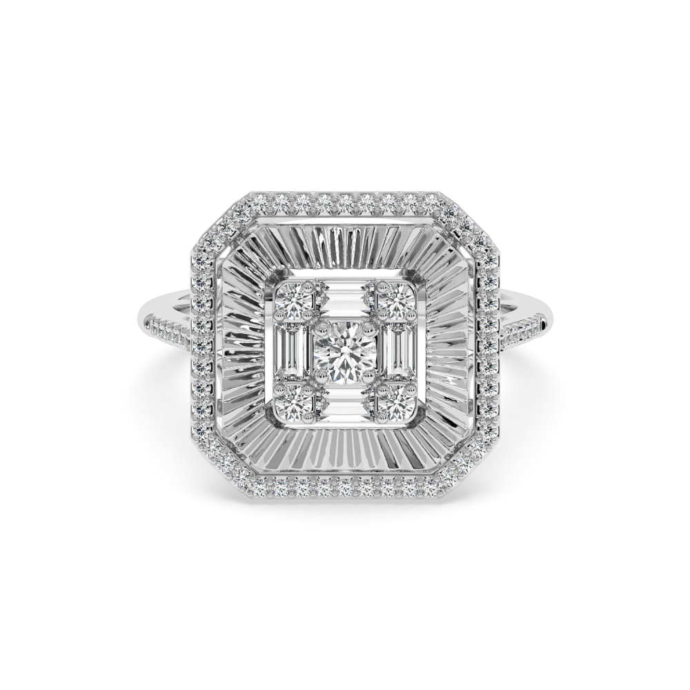 Ring with 0.47 ct Round Diamonds and 0.13 ct Baget Diamonds