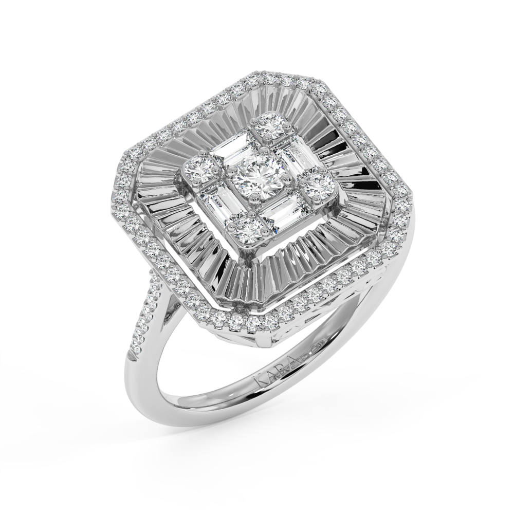 Ring with 0.47 ct Round Diamonds and 0.13 ct Baget Diamonds