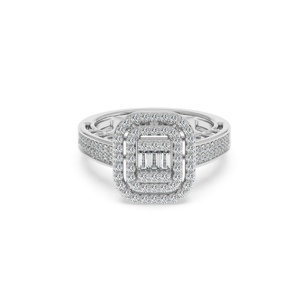 Ring with 0.58 ct Round Diamonds and 0.11 ct Baget Diamonds