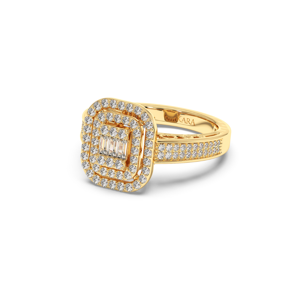 Ring with 0.58 ct Round Diamonds and 0.11 ct Baget Diamonds