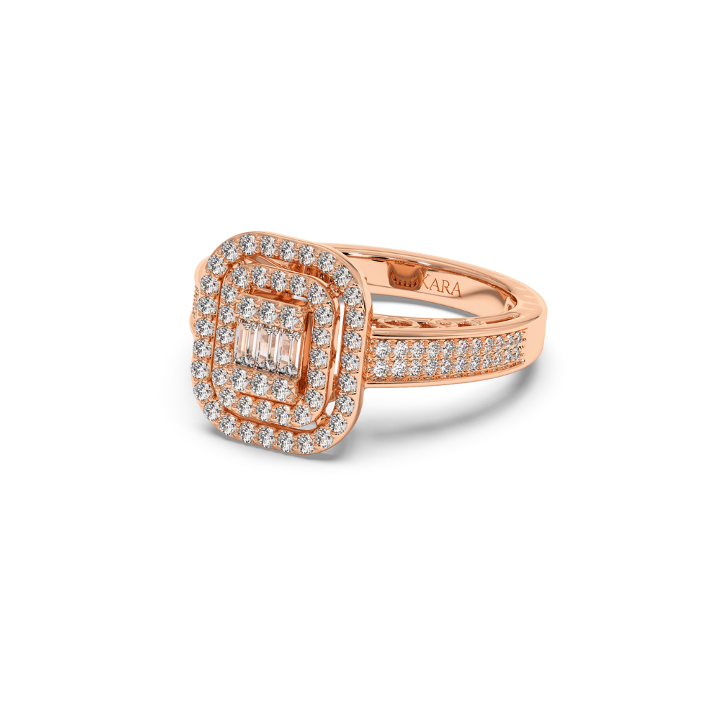 Ring with 0.58 ct Round Diamonds and 0.11 ct Baget Diamonds
