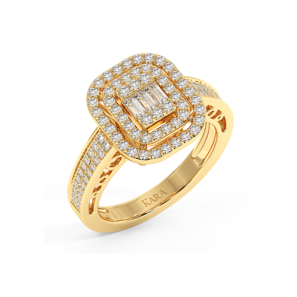 Ring with 0.58 ct Round Diamonds and 0.11 ct Baget Diamonds