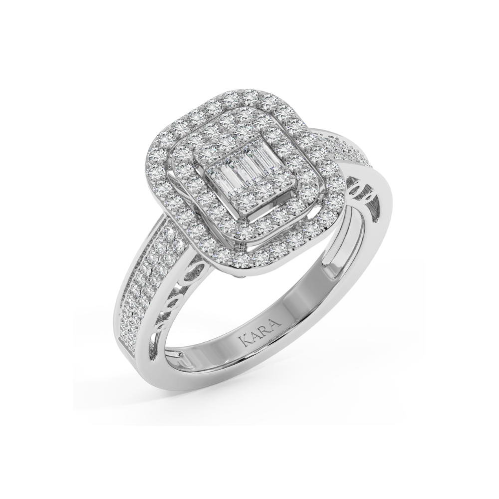 Ring with 0.58 ct Round Diamonds and 0.11 ct Baget Diamonds