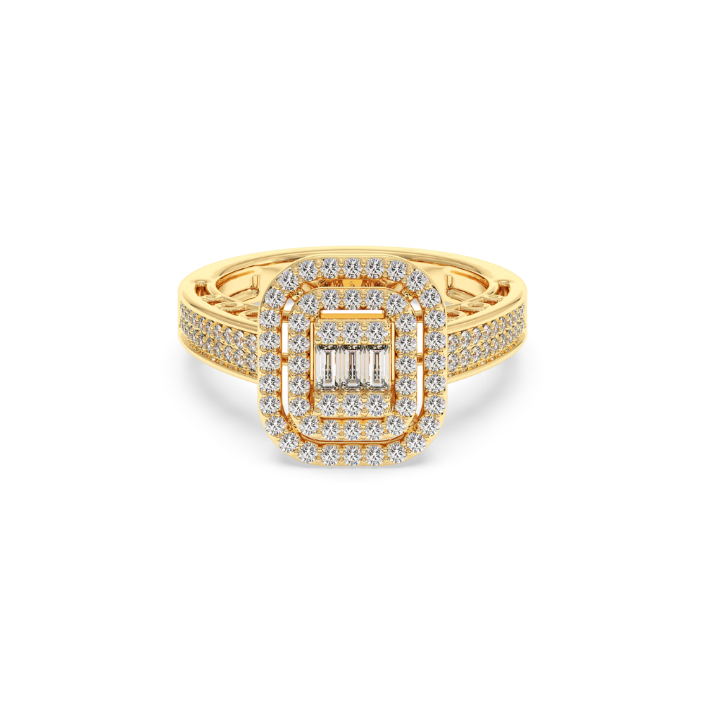 Ring with 0.58 ct Round Diamonds and 0.11 ct Baget Diamonds