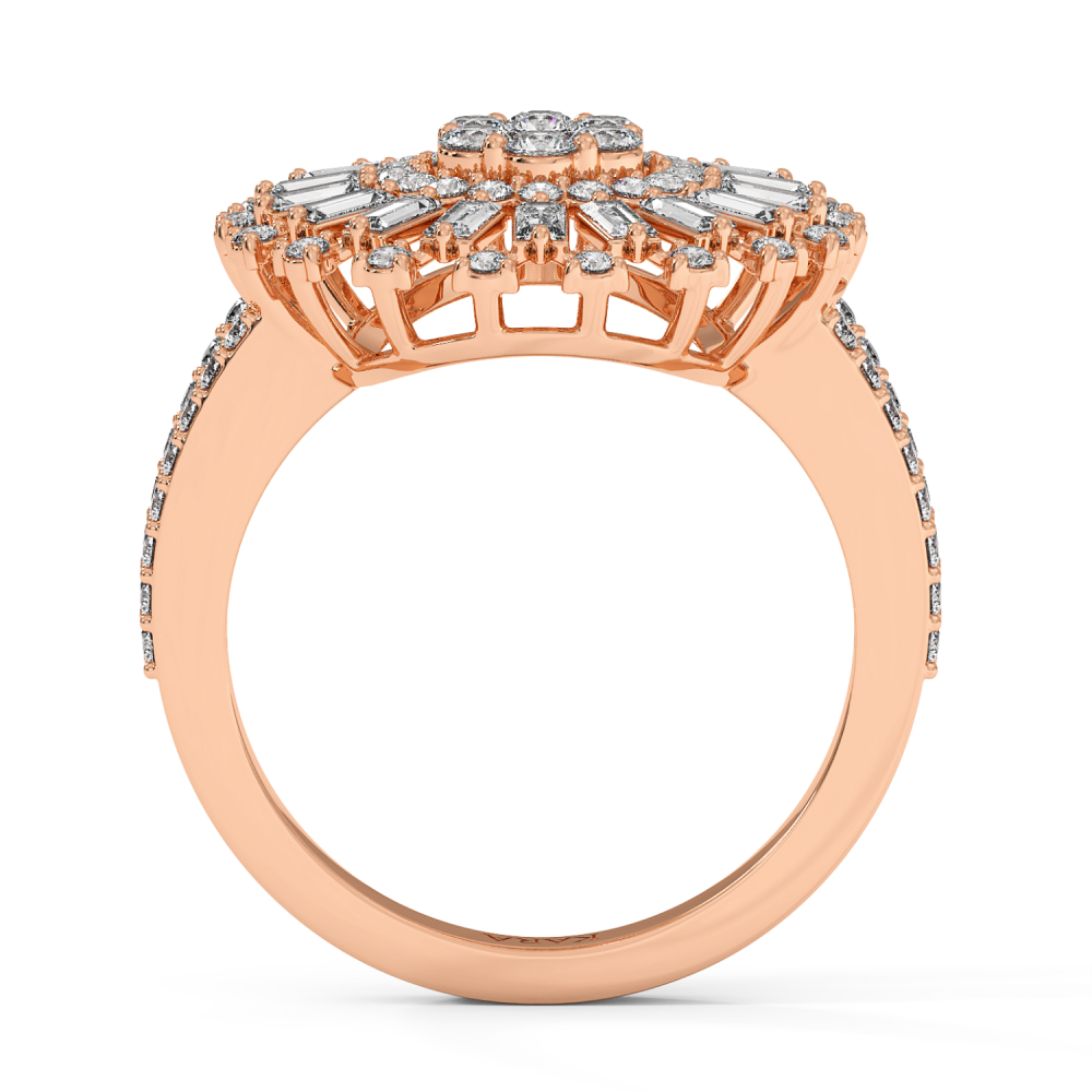 Ring with 0.66 ct Round Diamonds and 0.45 ct Baget Diamonds